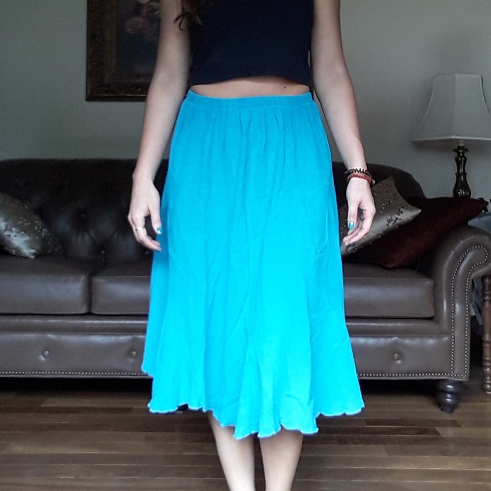 Long blue stretchy skirt
